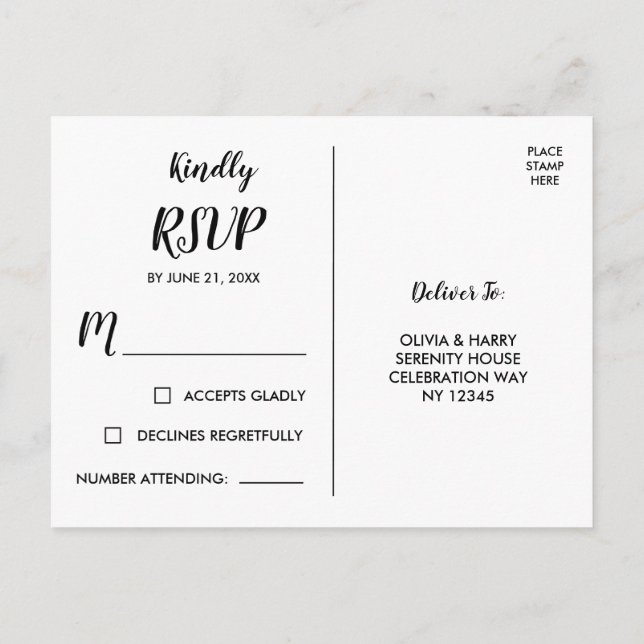 Watercolor Country Flowers RSVP Postcard (Back)