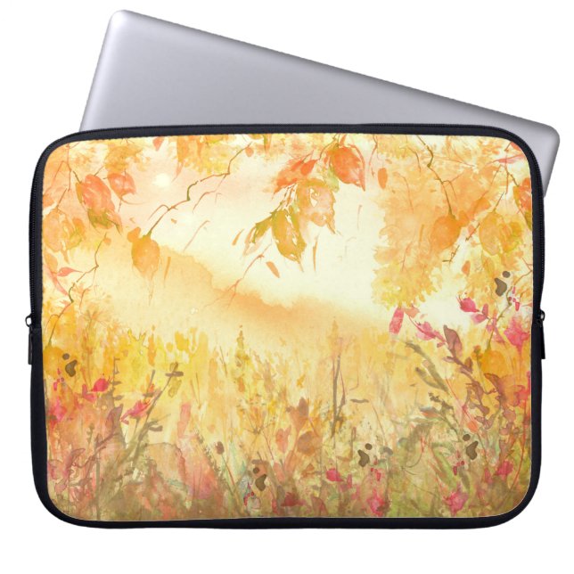 Watercolor Country Forest Landscape Art Laptop Sleeve (Front)