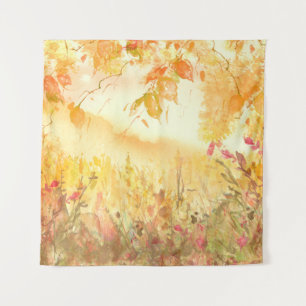 Watercolor Country Forest Landscape Art Tapestry