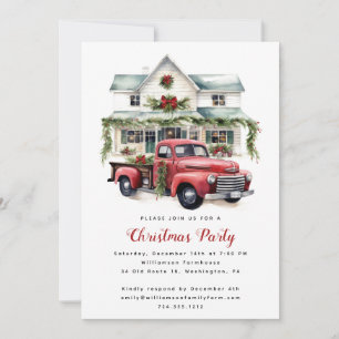Watercolor Country Holiday Christmas Open House Invitation