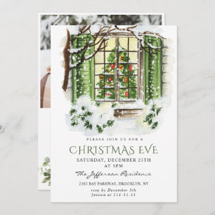 Watercolor Country Holiday House Christmas Party Invitation