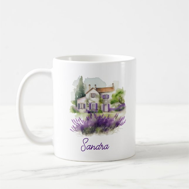Watercolor Country Home Coffee Mug (Left)