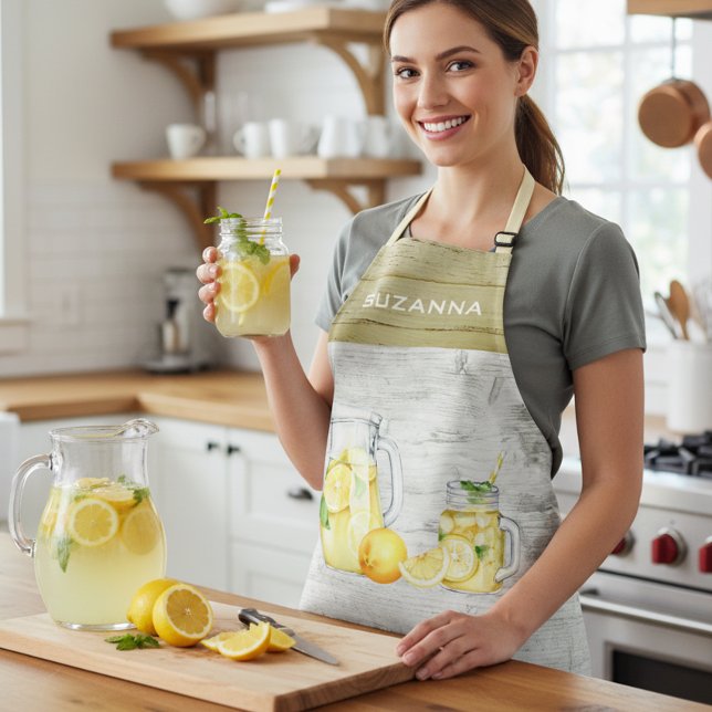 Watercolor Country Lemonade Lemon Monogram  Apron (Creator Uploaded)