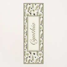 Watercolor Country Olive Pattern Monogram Name