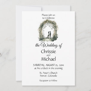 Watercolor Couple Getting Married Wedding Invitation