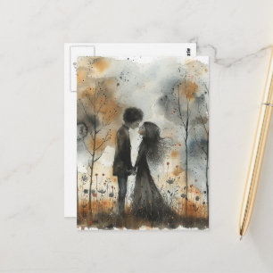 Watercolor Couple in Love Postcard