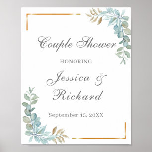 Watercolor Couple Shower Welcome Poster Sign
