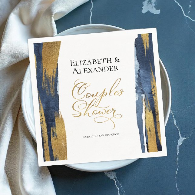 Watercolor Couples Shower Napkins | Blue Abstract (Creator Uploaded)