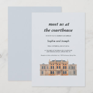 Watercolor Courthouse Wedding Invitation Card