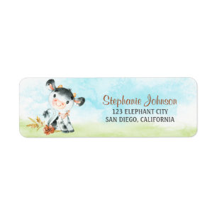 Watercolor Cow Baby Shower Farm Return Address Label