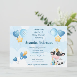 Watercolor Cow Baby Shower Invitation
