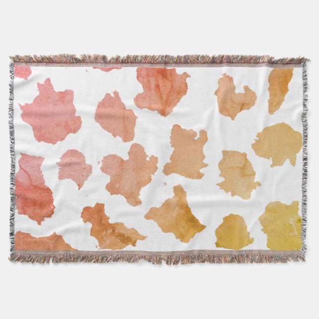 Watercolor Cow Skin Pattern Throw Blanket (Front)