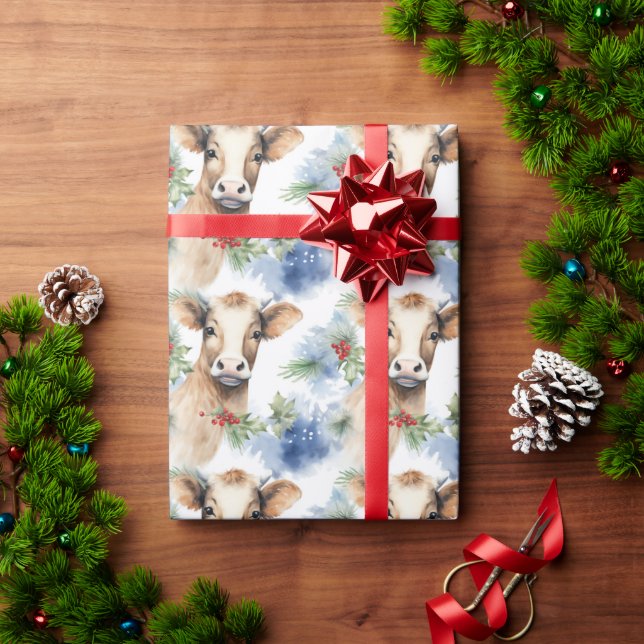 Watercolor Cow Wrapping Paper (Holiday Gift)