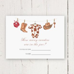 Watercolor Cowboy Baby Shower How many candies Enclosure Card