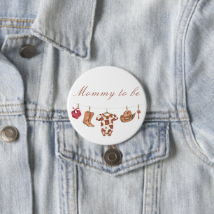 Watercolor Cowboy Baby Shower - mummy to be 7.5 Cm Round Badge
