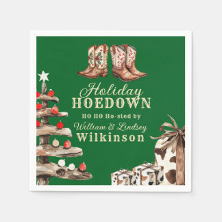 Watercolor Cowboy Boots Holiday Hoedown Christmas Napkin
