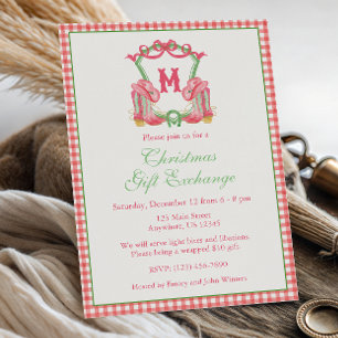 Watercolor Cowboy Boots Monogram Crest Party Invitation