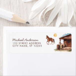 Watercolor Cowboy Western Return Address Return Address Label