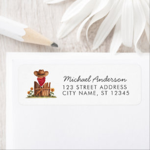 Watercolor Cowboy Western Return Address      Return Address Label