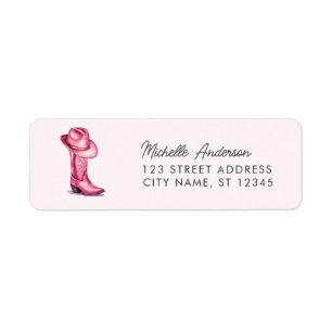 Watercolor Cowgirl Boot Western Return Address     Label