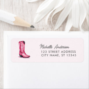 Watercolor Cowgirl Boot Western Return Address     Label