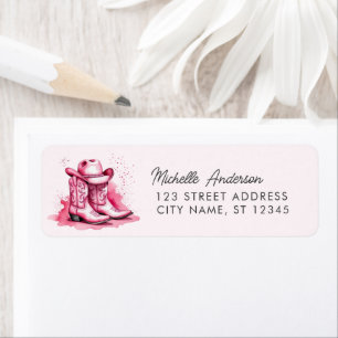 Watercolor Cowgirl Boot Western Return Address     Label