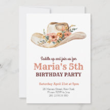 Watercolor Cowgirl Hat Rodeo Western Birthday 