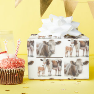 Watercolor Cows and Calves Wrapping Paper