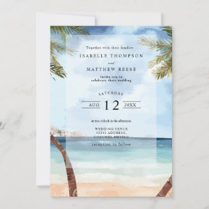 Watercolor Cozumel Tropical Beach Wedding Invitation