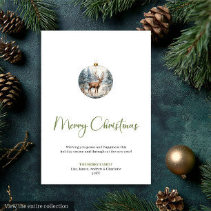 Watercolor cozy winter scene deer Christmas Invite