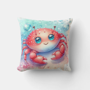 Watercolor crab cushion