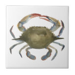 Watercolor Crab - Grey Ceramic Tile<br><div class="desc">"Watercolor Crab" by Emma Scarvey. Features a grey watercolor crab on white background.</div>