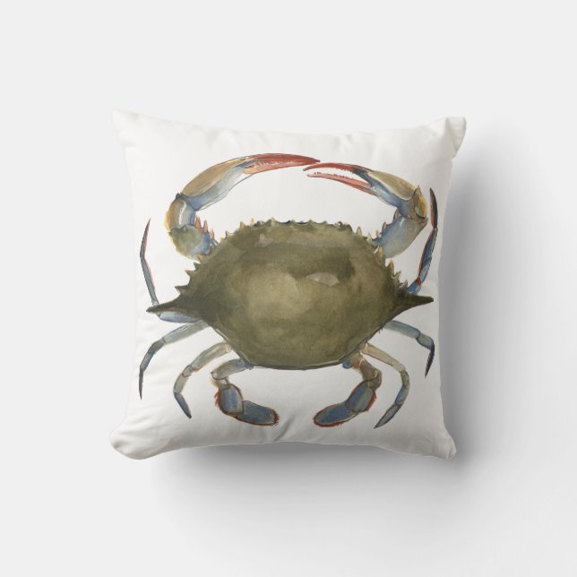 Watercolor Crab - Grey Cushion (Front)