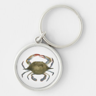 Watercolor Crab - Grey Key Ring