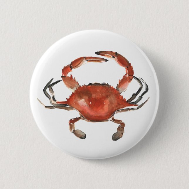 Watercolor Crab - Red 6 Cm Round Badge (Front)