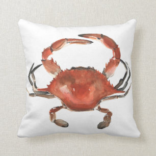 Watercolor Crab - Red Cushion