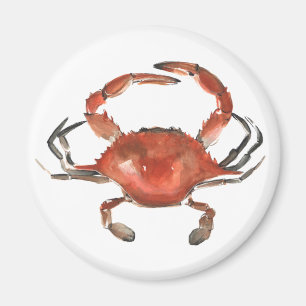Watercolor Crab - Red Magnet