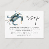 Watercolor Crab Seafood Brunch RSVP