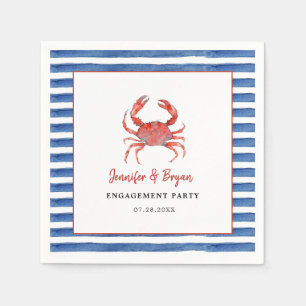 Watercolor Crab Seafood engagement party  Napkin