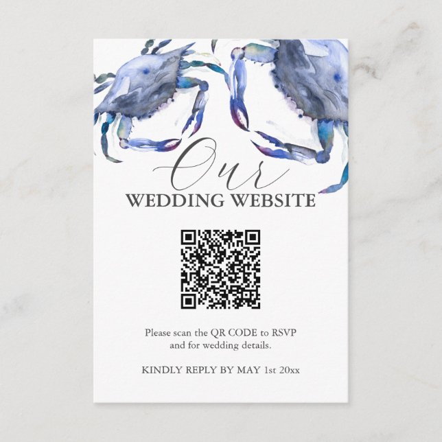 Watercolor Crab Wedding Enclosure Cards (Front)