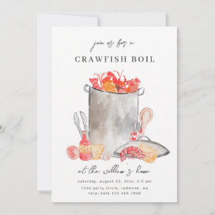 Watercolor Crawfish Boil Celebration Invite