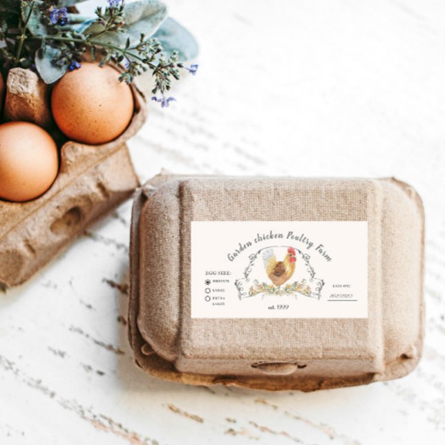 Watercolor Crest Chicken Egg Carton Label (Creator Uploaded)