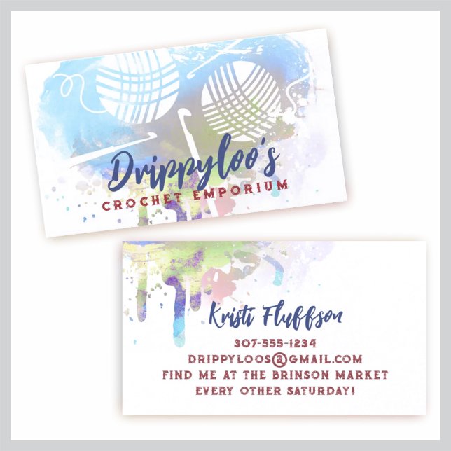 Watercolor crochet hooks yarn business card (Creator Uploaded)