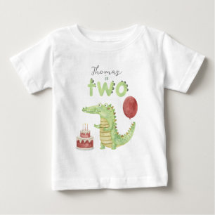 Watercolor Crocodile 2nd birthday Baby T-Shirt