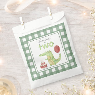 Watercolor Crocodile 2nd birthday Favour Bag