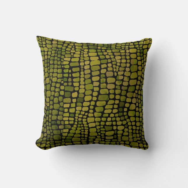 Watercolor Crocodile Print Cushion (Front)