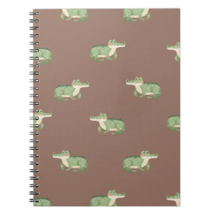 Watercolor Crocodiles on Brown Notebook