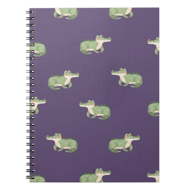 Watercolor Crocodiles on Purple Notebook (Front)