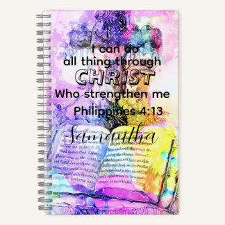 Watercolor cross bible verse Christian  Notebook