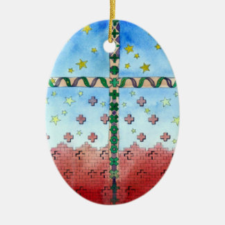 Watercolor Cross Christmas Ornament